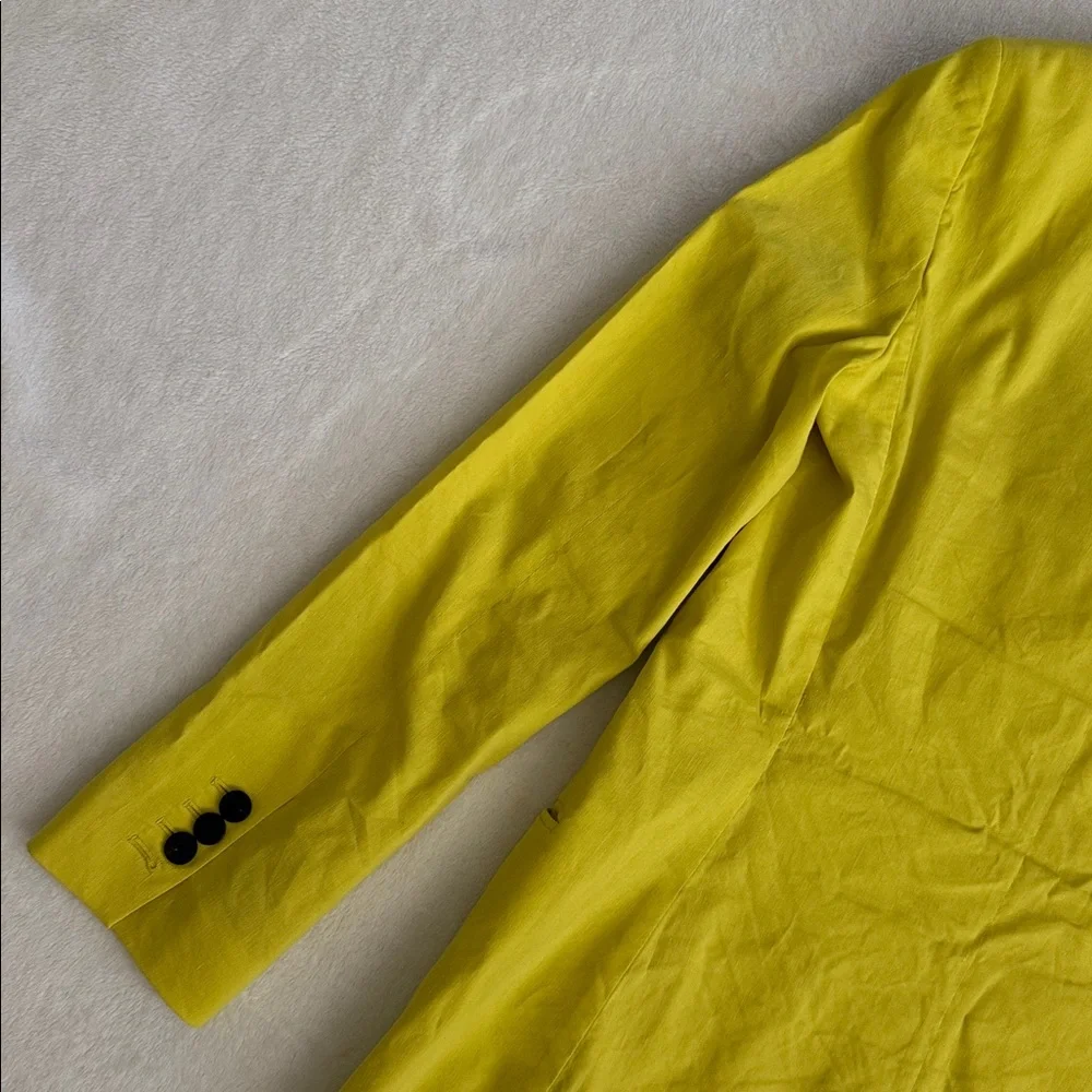 Theory | Linen Double Breasted Tailor Jacket Bright Lime Eco Crunch Wash $535 - Picture 14 of 16
